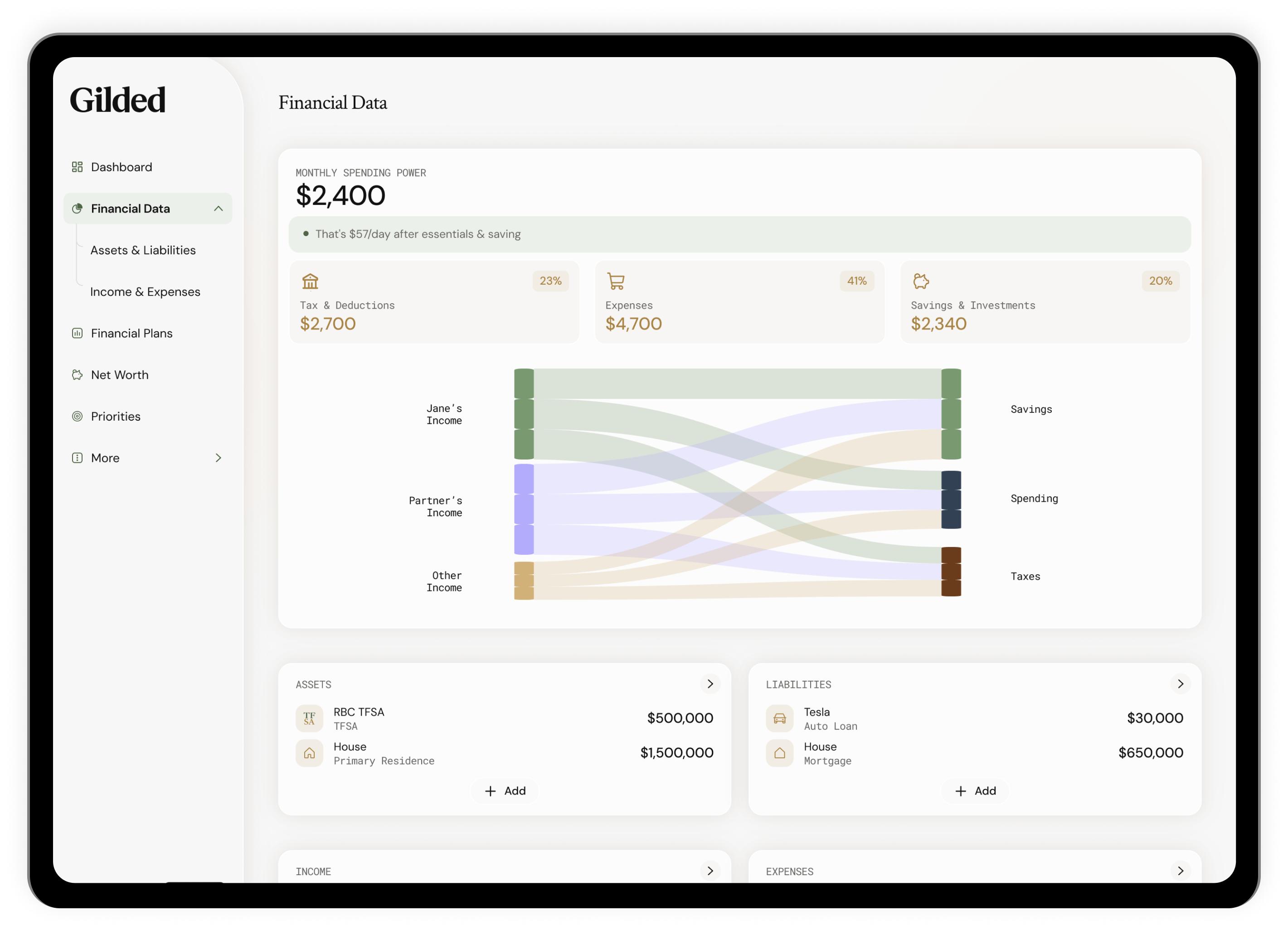 Assets & Liabilities dashboard